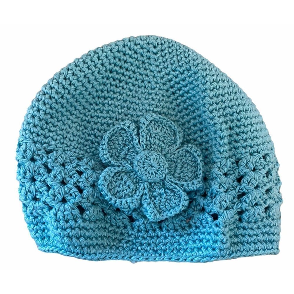 PLC Baby Crochet Hat Turquoise Flower Nordstrom